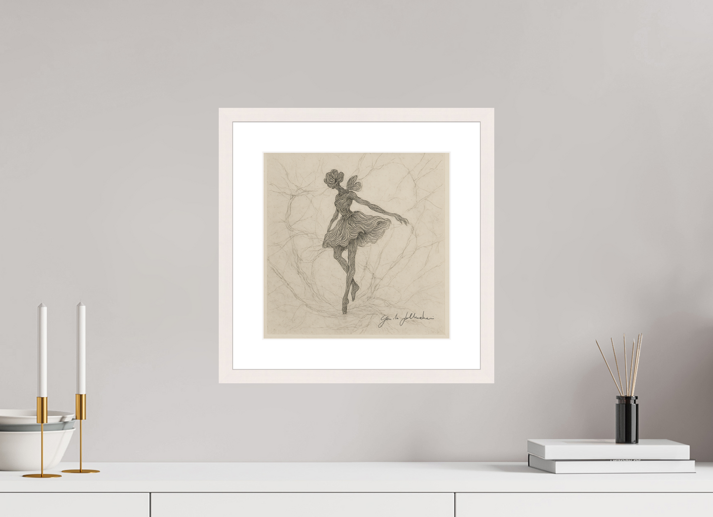 30 x 30 cm, Fine Art Print Framed Rose Vein Waltz