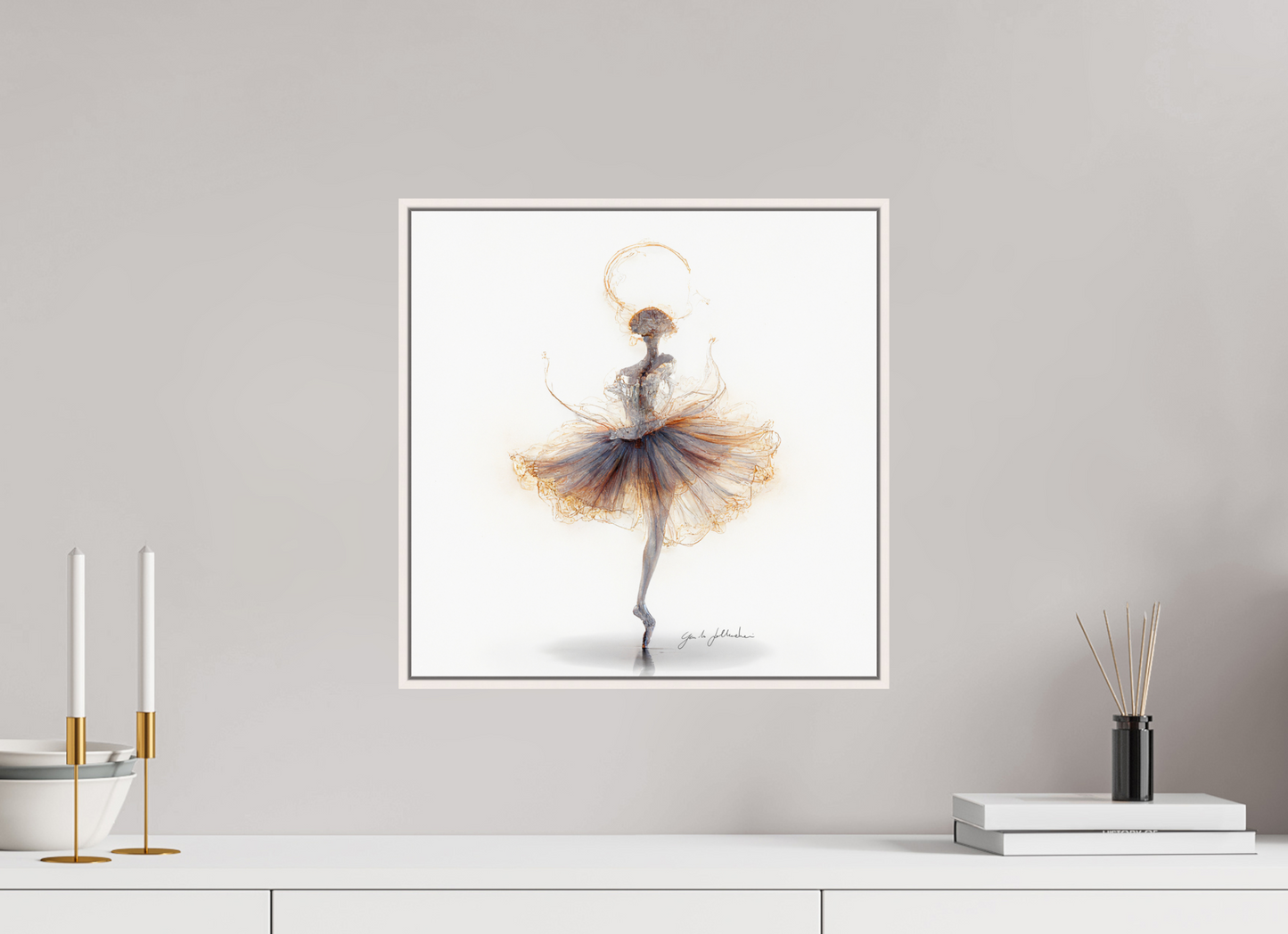 40 x 40 cm, Print Acrylic Glass White Frame Pentimento XIX — The Ink Dancer