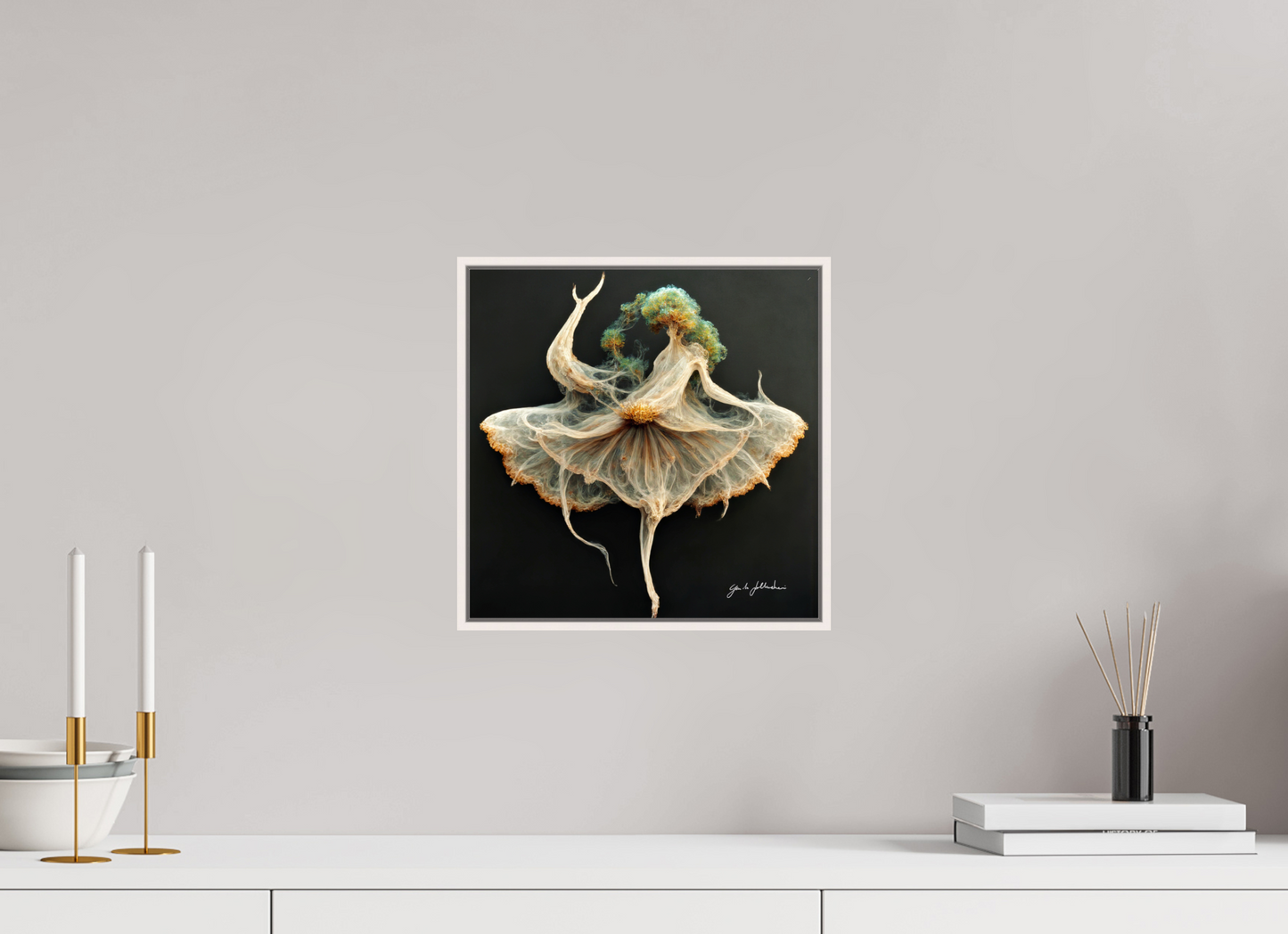 30 x 30 cm, Print Acrylic Glass White Frame Pentimento X — The Gilded Arabesque