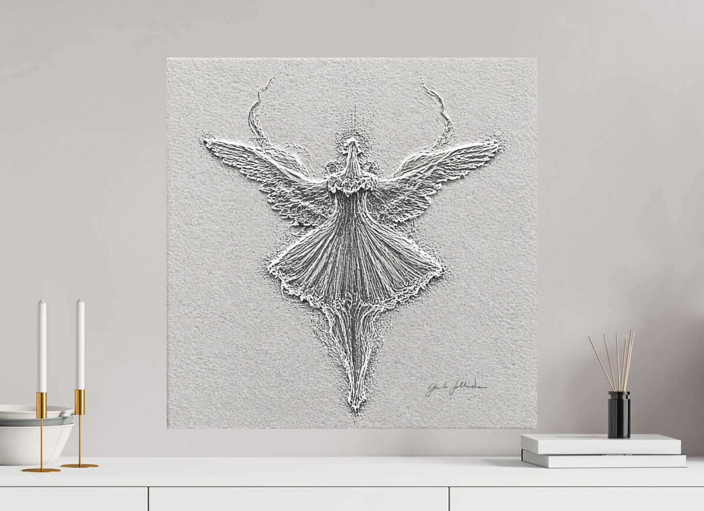 60 x 60 cm, Fine Art Print Unframed Winged Variation I — The Ascending Ballerina