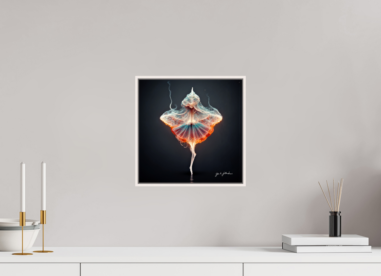30 x 30 cm, Print Acrylic Glass White Frame Pentimento XI — Ember and Ash