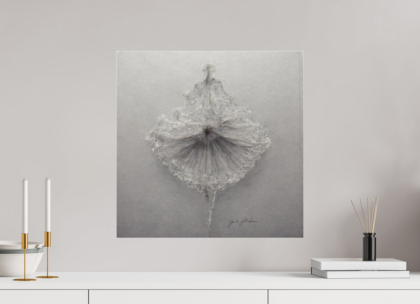 50 x 50 cm, Print Acrylic Glass Unframed Pentimento XXI — Silverpoint