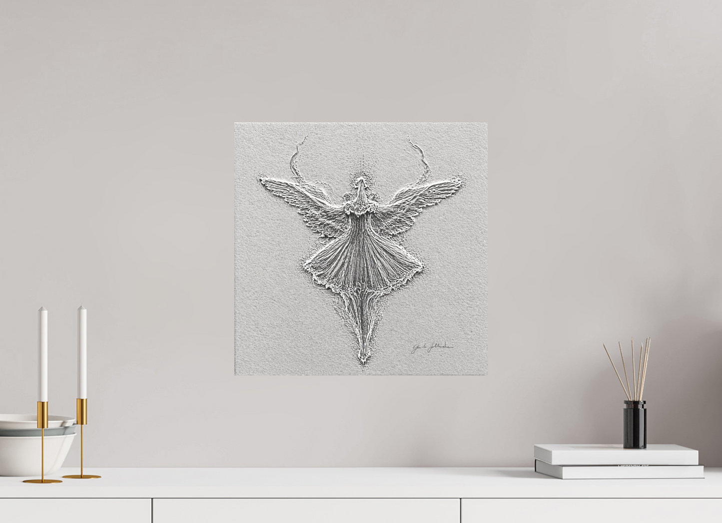 40 x 40 cm, Fine Art Print Unframed Winged Variation I — The Ascending Ballerina