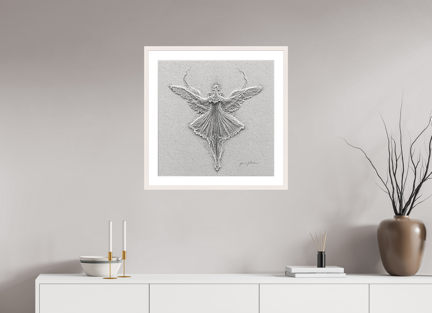 60 x 60 cm, Fine Art Print Framed Winged Variation I — The Ascending Ballerina