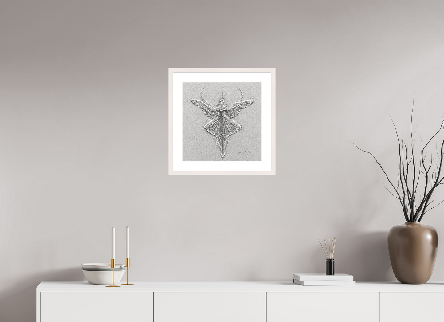 40 x 40 cm, Fine Art Print Framed Winged Variation I — The Ascending Ballerina