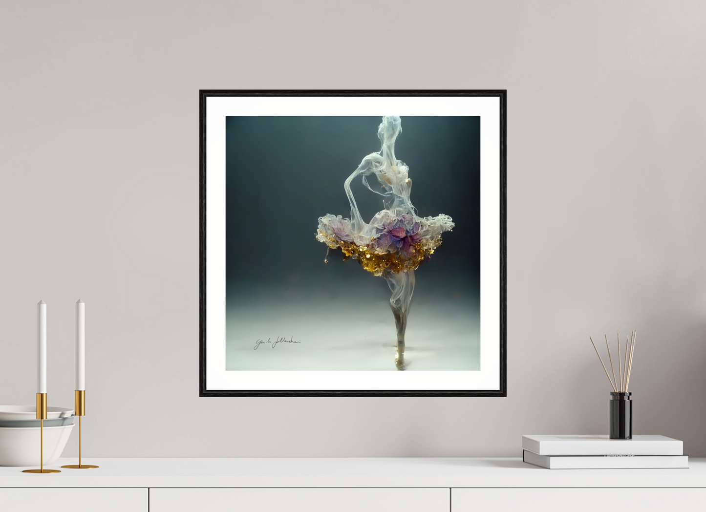 40 x 40 cm, Print Acrylic Glass Black Frame Still, with Glitter
