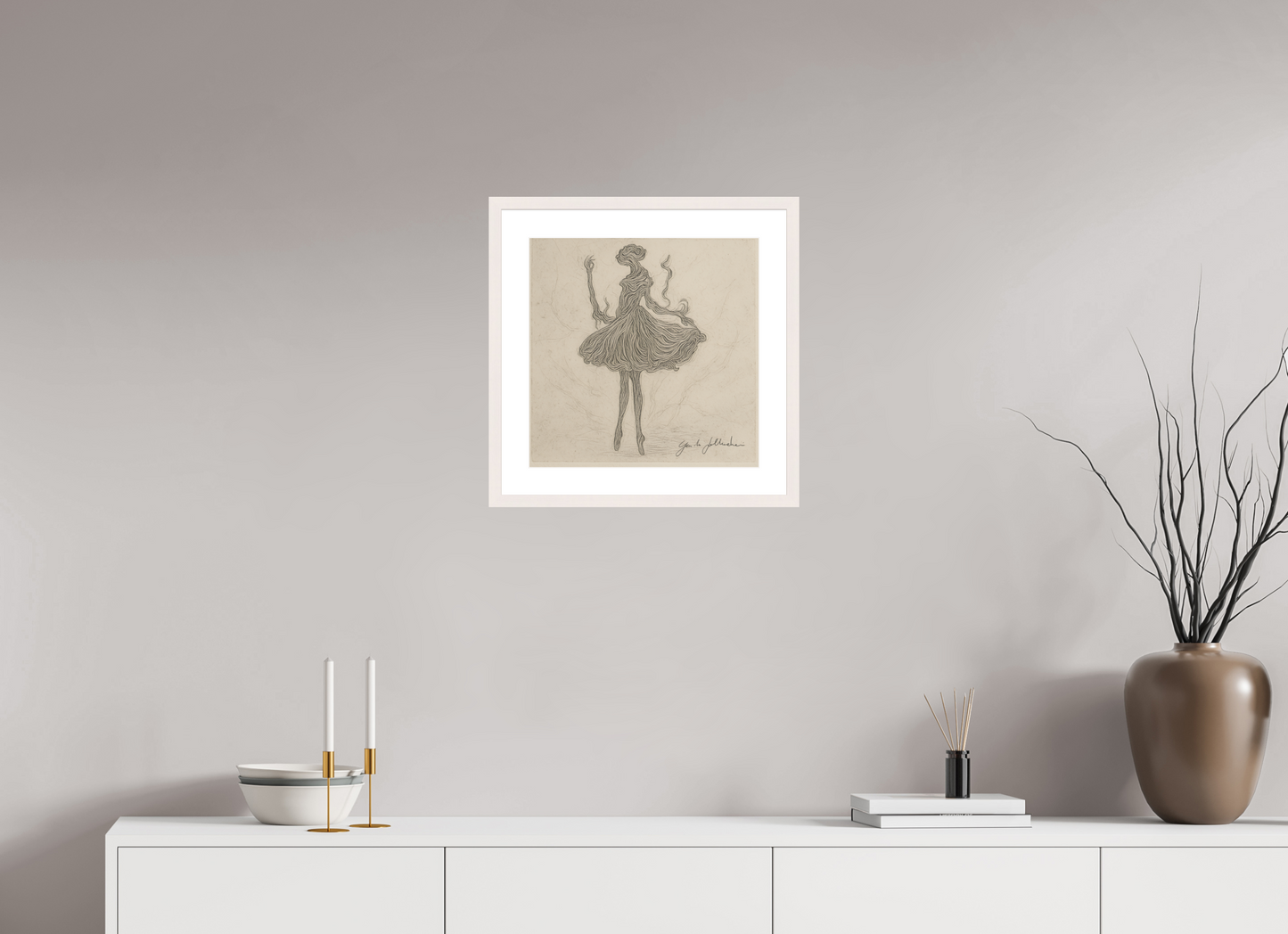 40 x 40 cm, Fine Art Print Framed Thread Memory