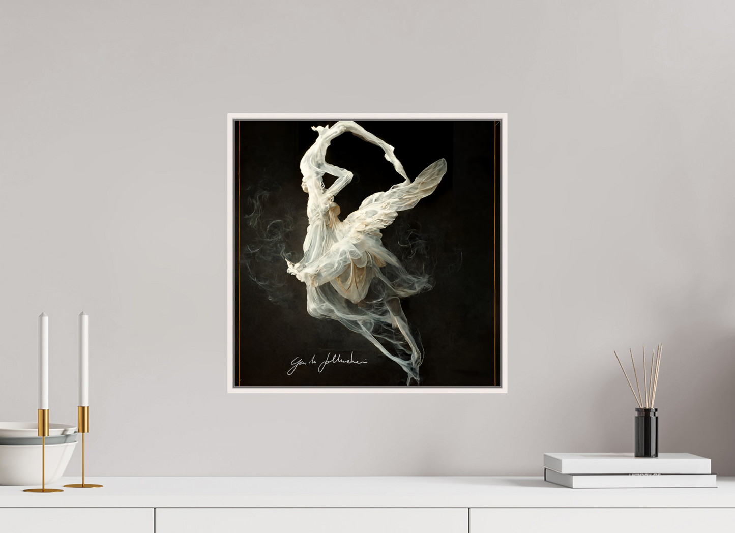 40 x 40 cm, Print Acrylic Glass White Frame The Leap Between