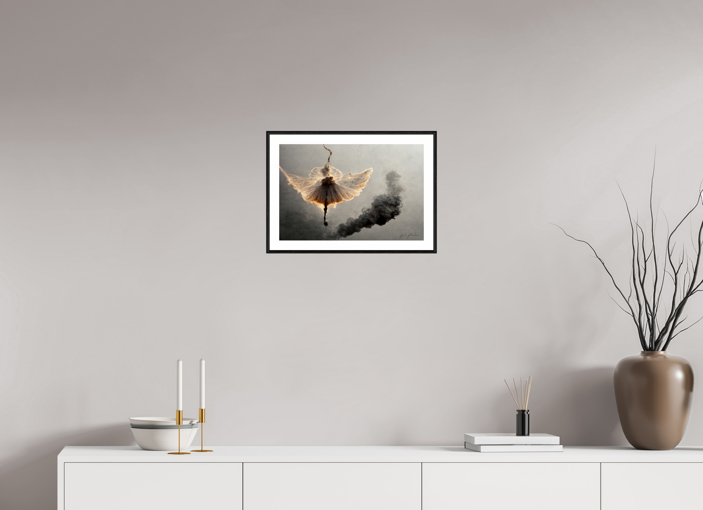 45 x 30 cm, Print Acrylic Glass Black Frame Tethered Grace