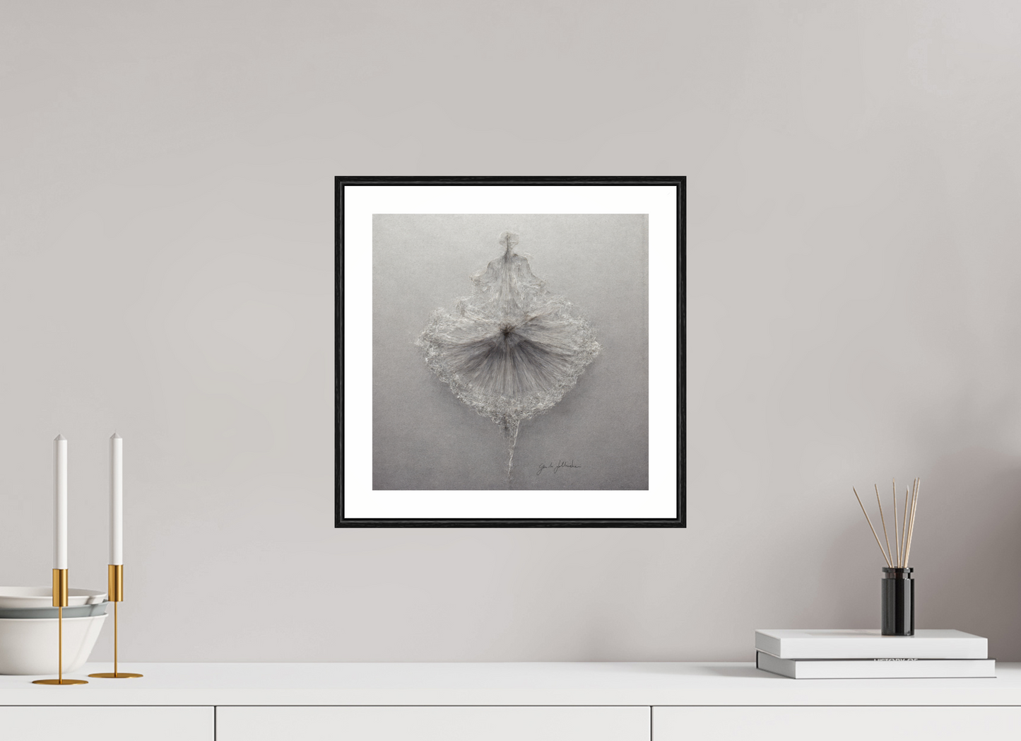 30 x 30 cm, Print Acrylic Glass Black Frame Pentimento XXI — Silverpoint