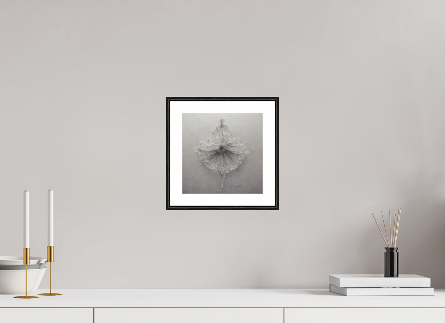 20 x 20 cm, Print Acrylic Glass Black Frame Pentimento XXI — Silverpoint