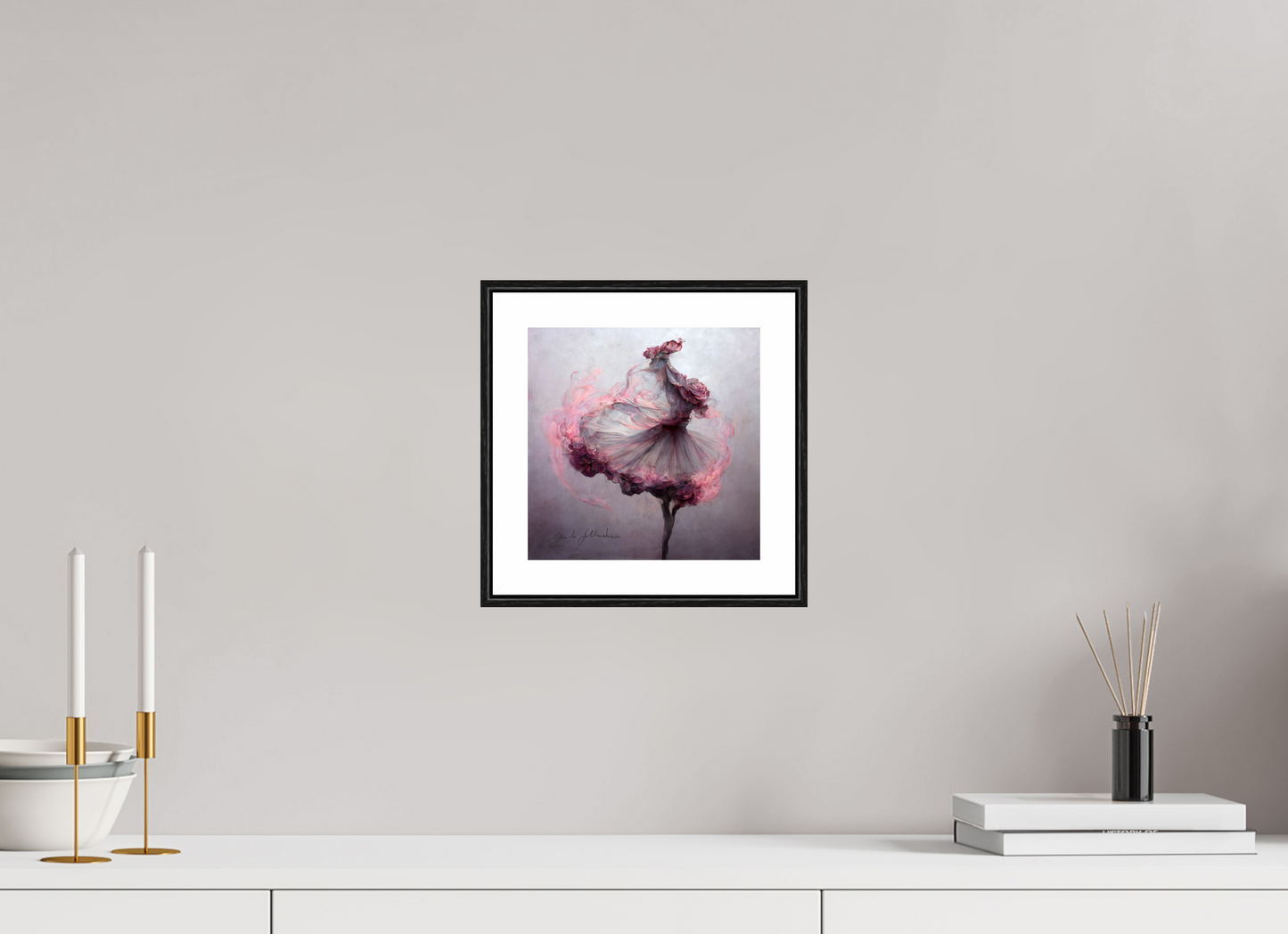 20 x 20 cm, Print Acrylic Glass Black Frame Rose Rehearsal