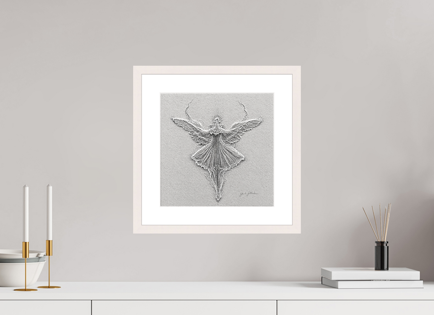 30 x 30 cm, Fine Art Print Framed Winged Variation I — The Ascending Ballerina