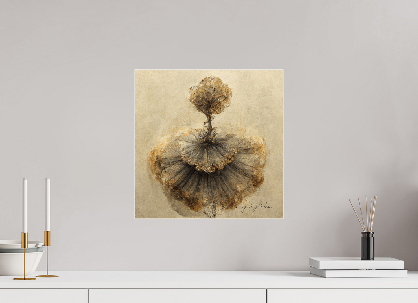 40 x 40 cm, Print Acrylic Glass Unframed Pentimento XV — Fresco of the Dancer