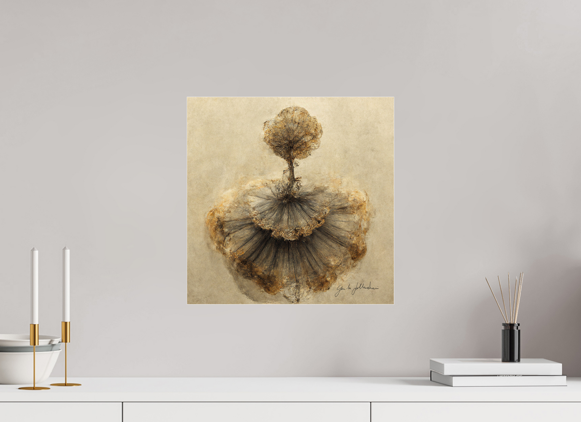 40 x 40 cm, Print Acrylic Glass Unframed Pentimento XV — Fresco of the Dancer
