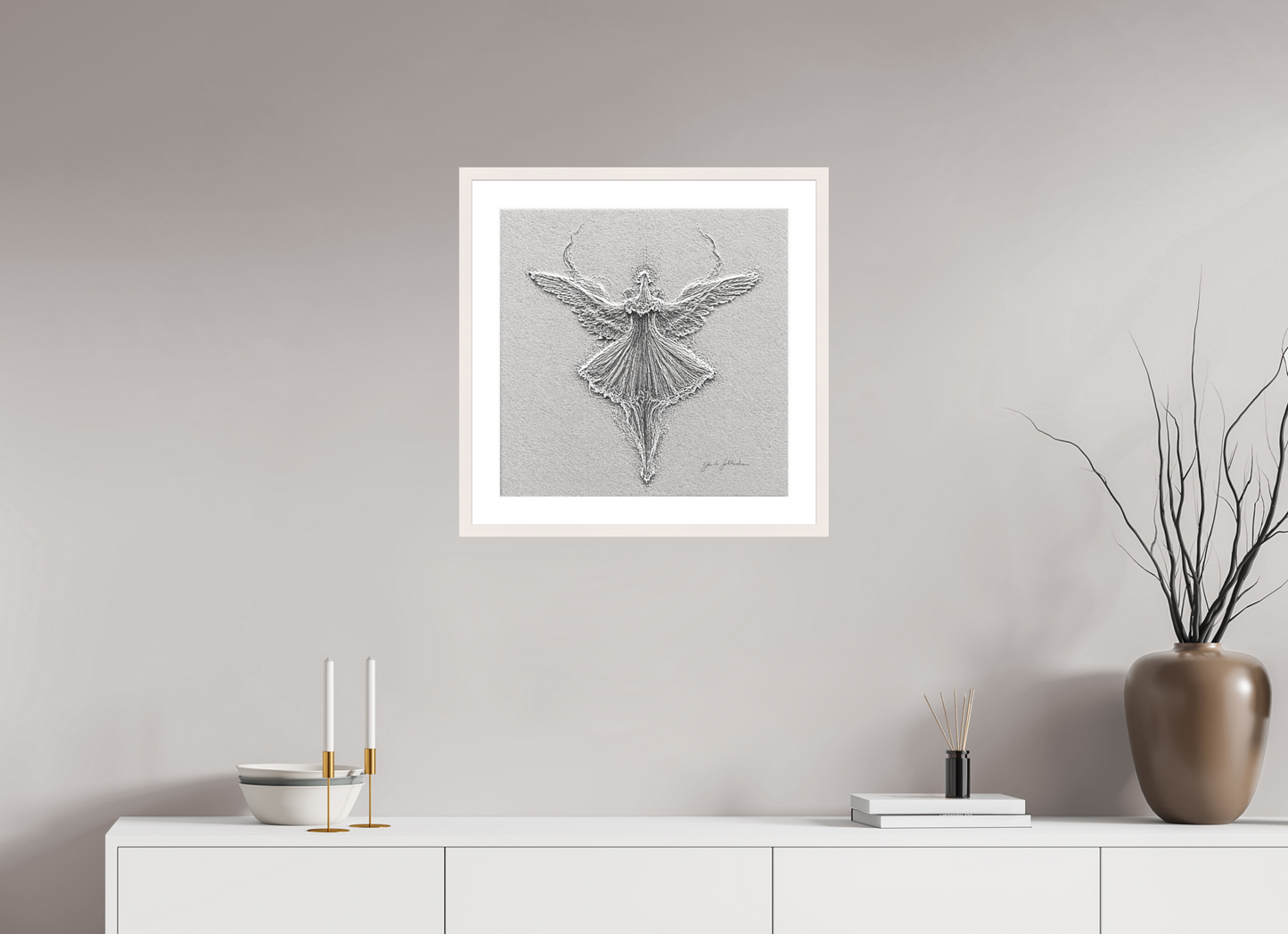 50 x 50 cm, Fine Art Print Framed Winged Variation I — The Ascending Ballerina