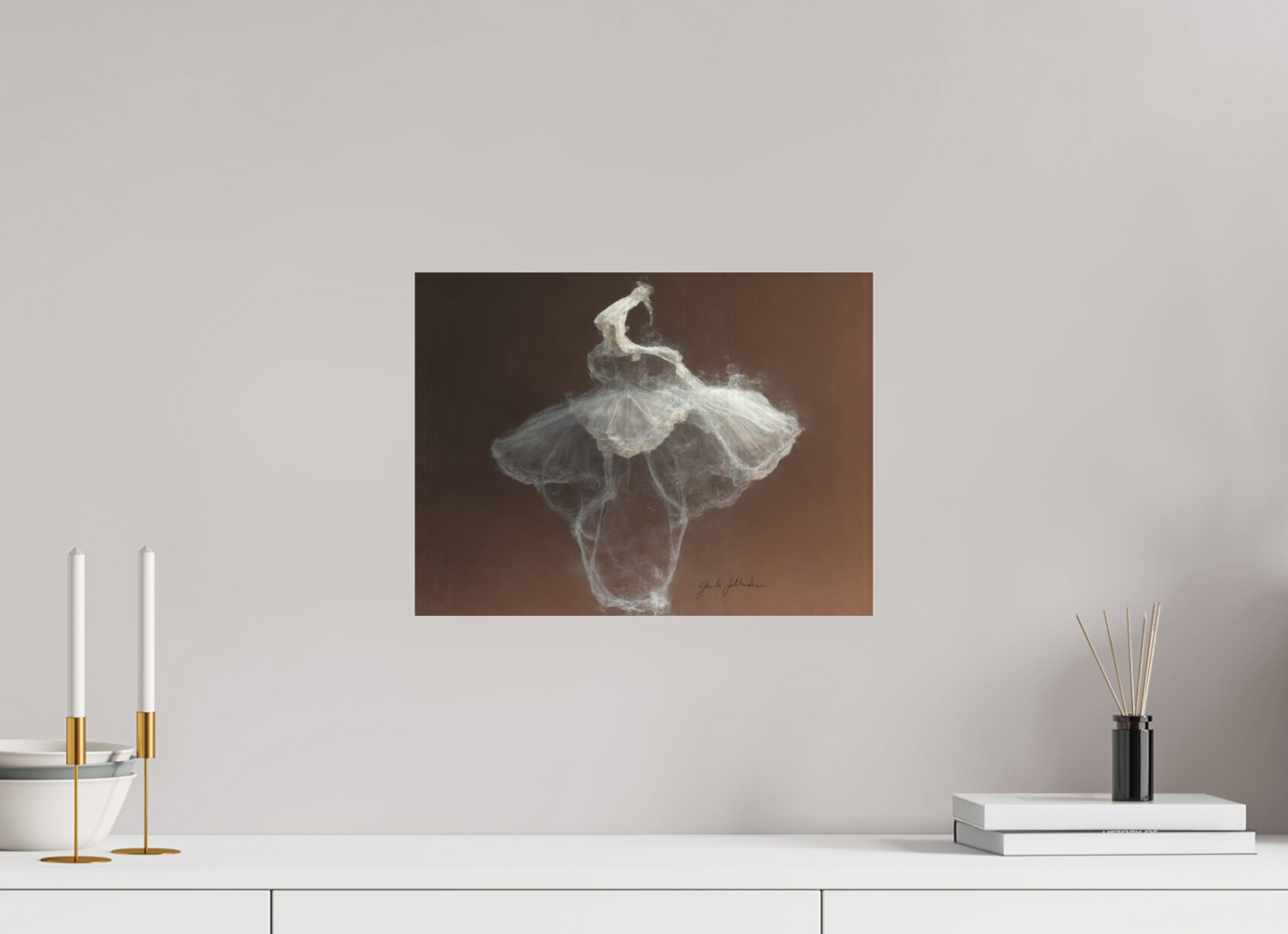40 x 30 cm, Print Acrylic Glass Unframed Pentimento XXV — White Figure on Umber