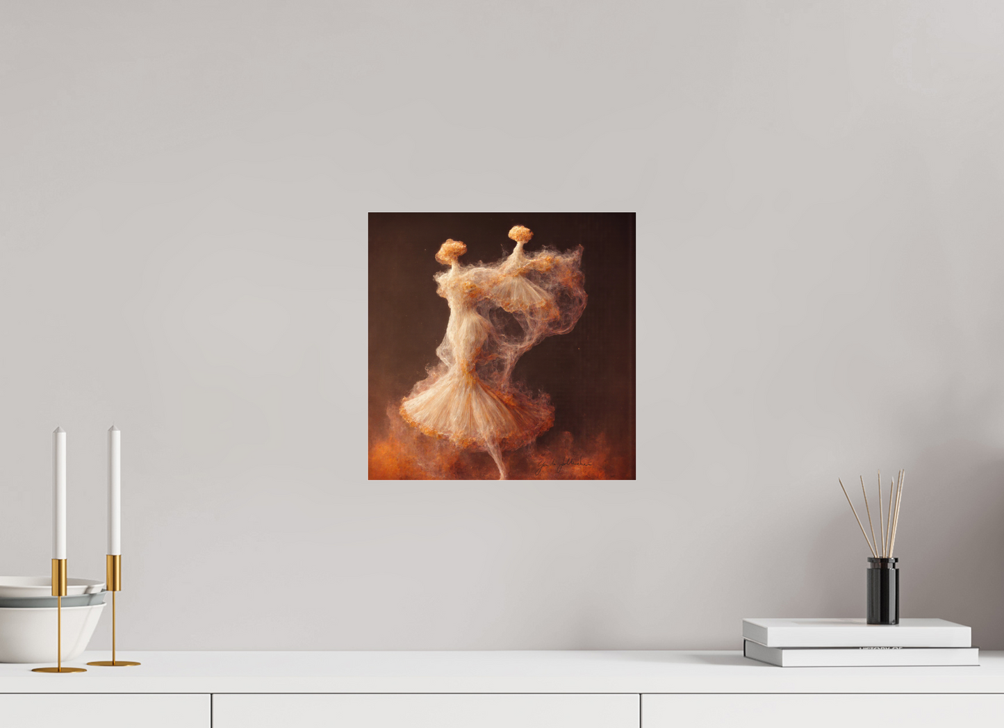 30 x 30 cm, Print Acrylic Glass Unframed Pentimento XVII — Pas de Deux in Ochre