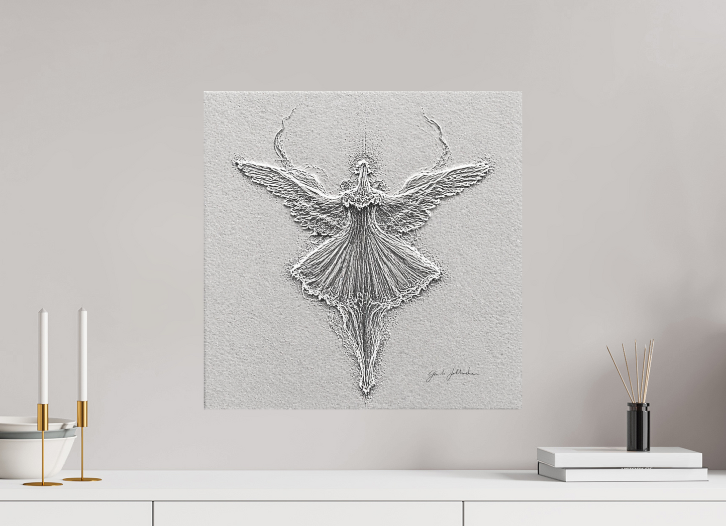 50 x 50 cm, Fine Art Print Unframed Winged Variation I — The Ascending Ballerina